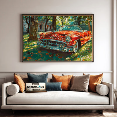 1950s Vintage Car Automotive Oil Painting - image 4