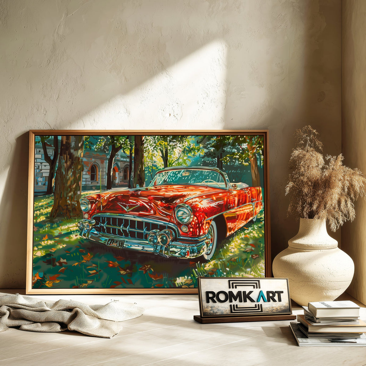 1950s Vintage Car Automotive Oil Painting - image 6