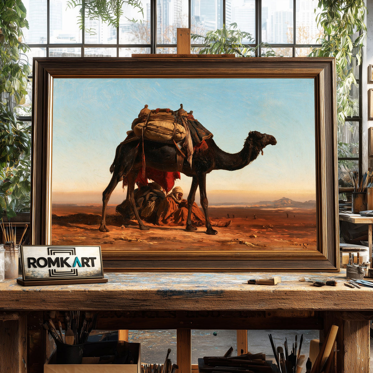 19Th Black Camel Oil Painting - image 2