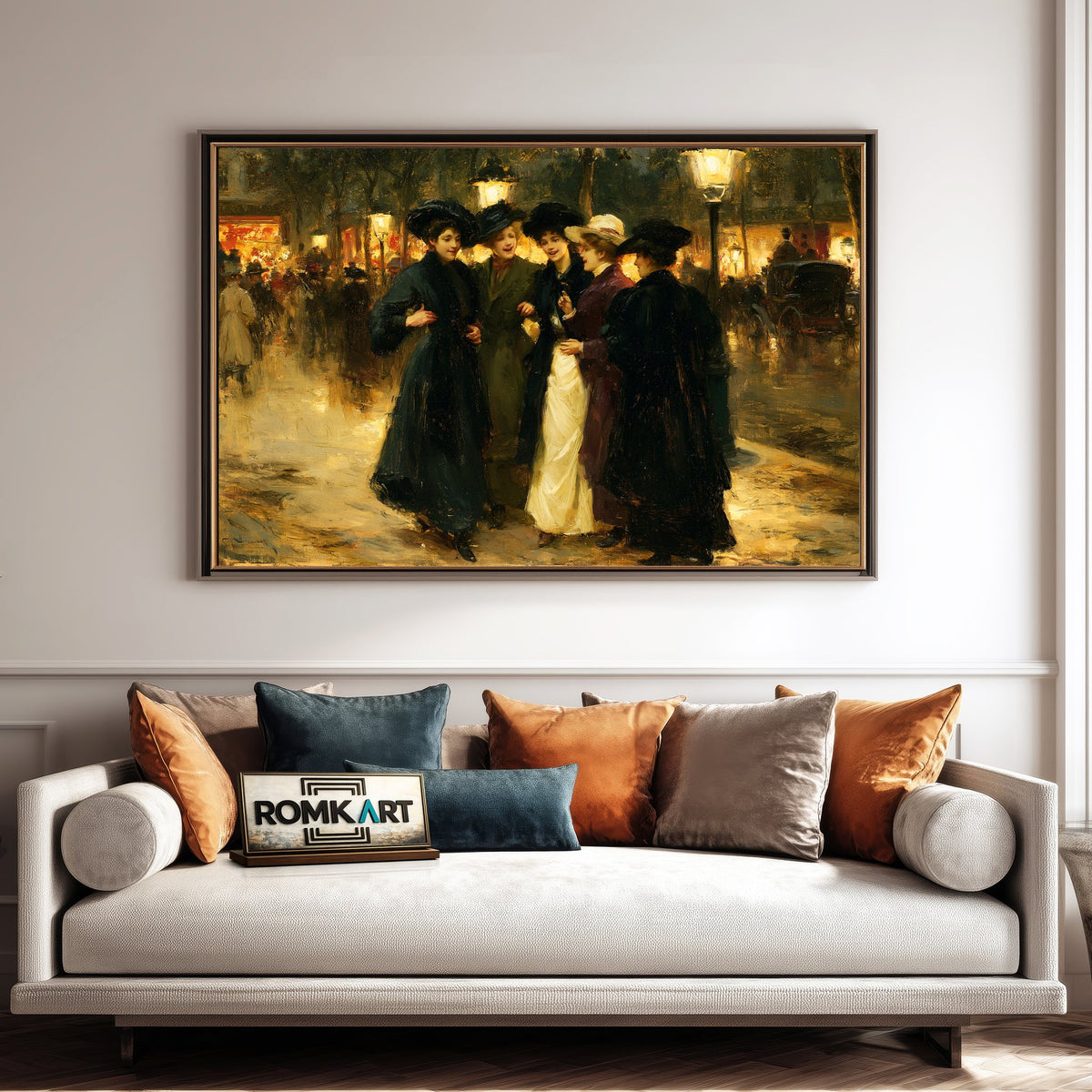 19Th Century Boulevard Evening Oil Painting - image 4