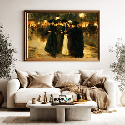 19Th Century Boulevard Evening Oil Painting - image 5