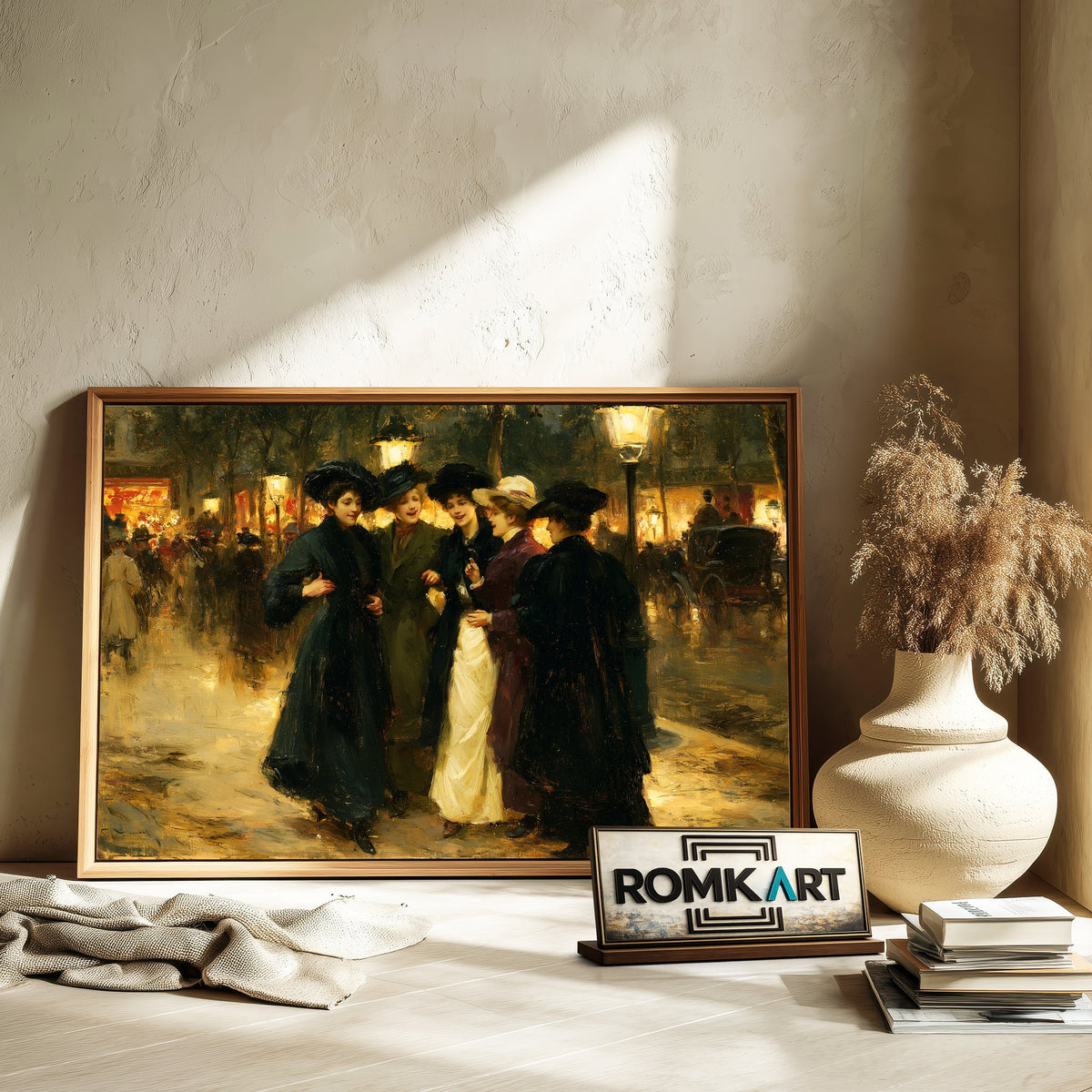 19Th Century Boulevard Evening Oil Painting - image 6