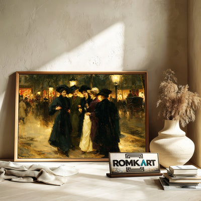 19Th Century Boulevard Evening Oil Painting - image 6