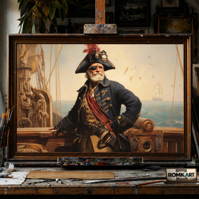 19th-Century Classical Pirate Captain hand-painted oil painting on canvas