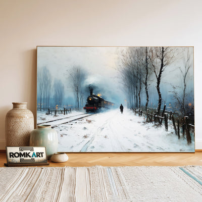 19th Century Europe Steam Locomotive Railroad Oil Painting - image 3