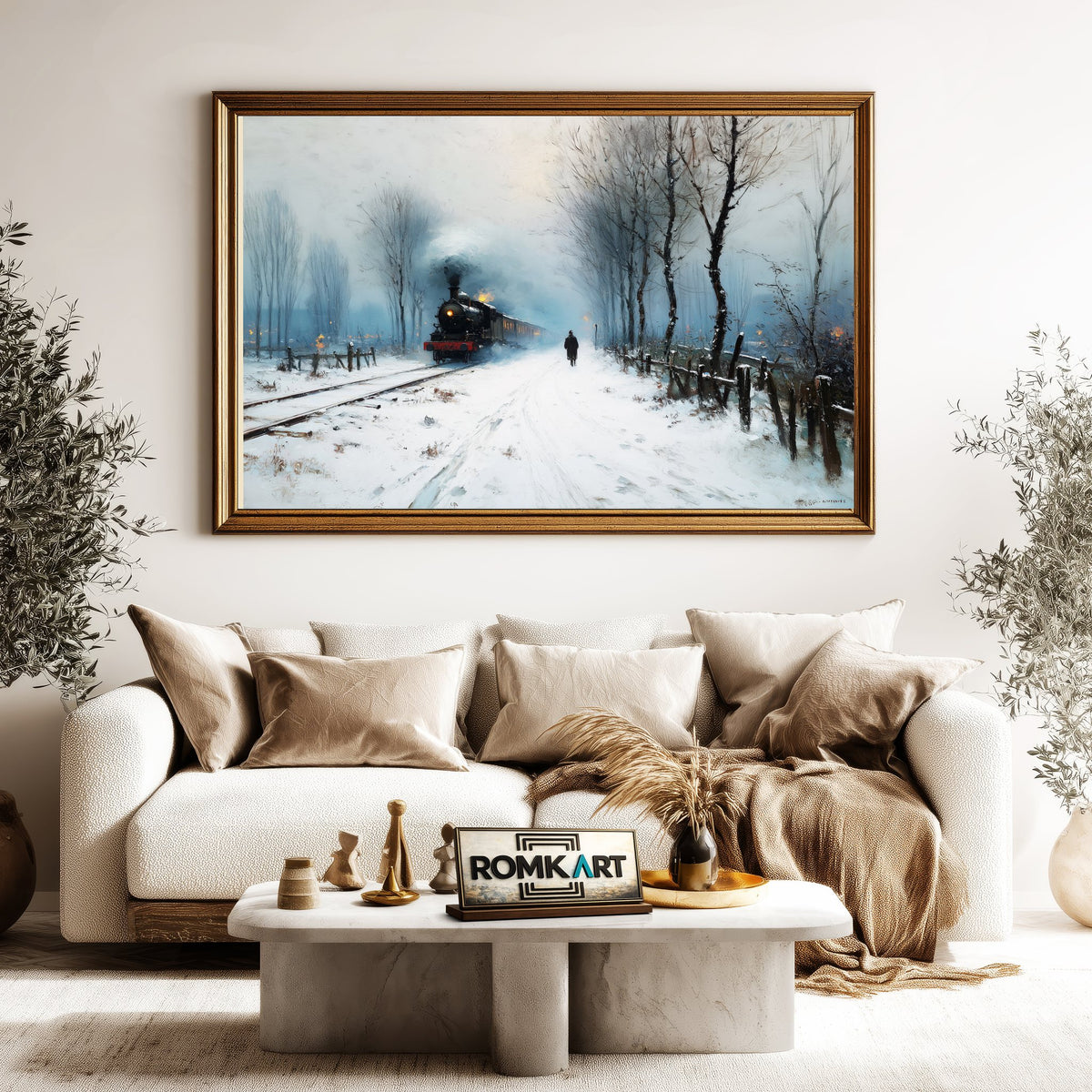 19th Century Europe Steam Locomotive Railroad Oil Painting - image 5