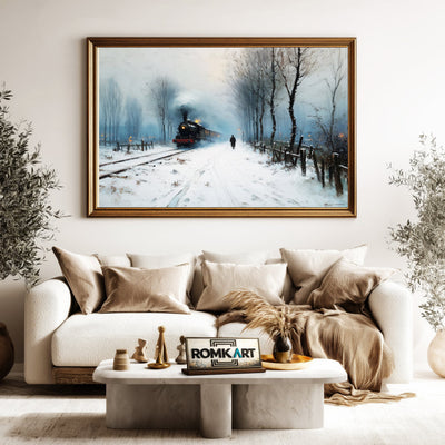 19th Century Europe Steam Locomotive Railroad Oil Painting - image 5