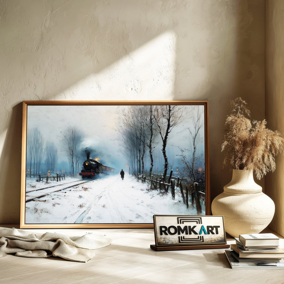 19th Century Europe Steam Locomotive Railroad Oil Painting - image 6