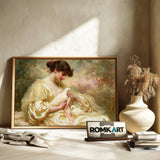 19Th Century French Woman And White Dove Oil Painting - image 6