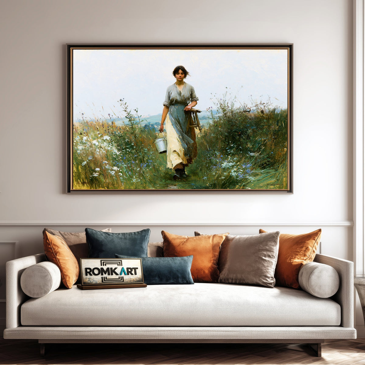 19Th Century Milkmaid Oil Painting - image 4