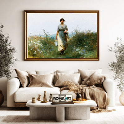 19Th Century Milkmaid Oil Painting - image 5