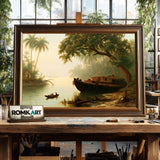 19Th Century Tropical River Landscape Oil Painting - image 2