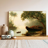 19Th Century Tropical River Landscape Oil Painting - image 3