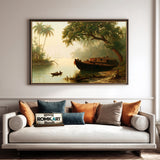 19Th Century Tropical River Landscape Oil Painting - image 4
