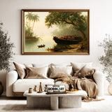 19Th Century Tropical River Landscape Oil Painting - image 5