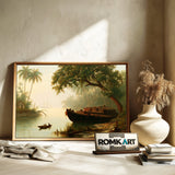 19Th Century Tropical River Landscape Oil Painting - image 6