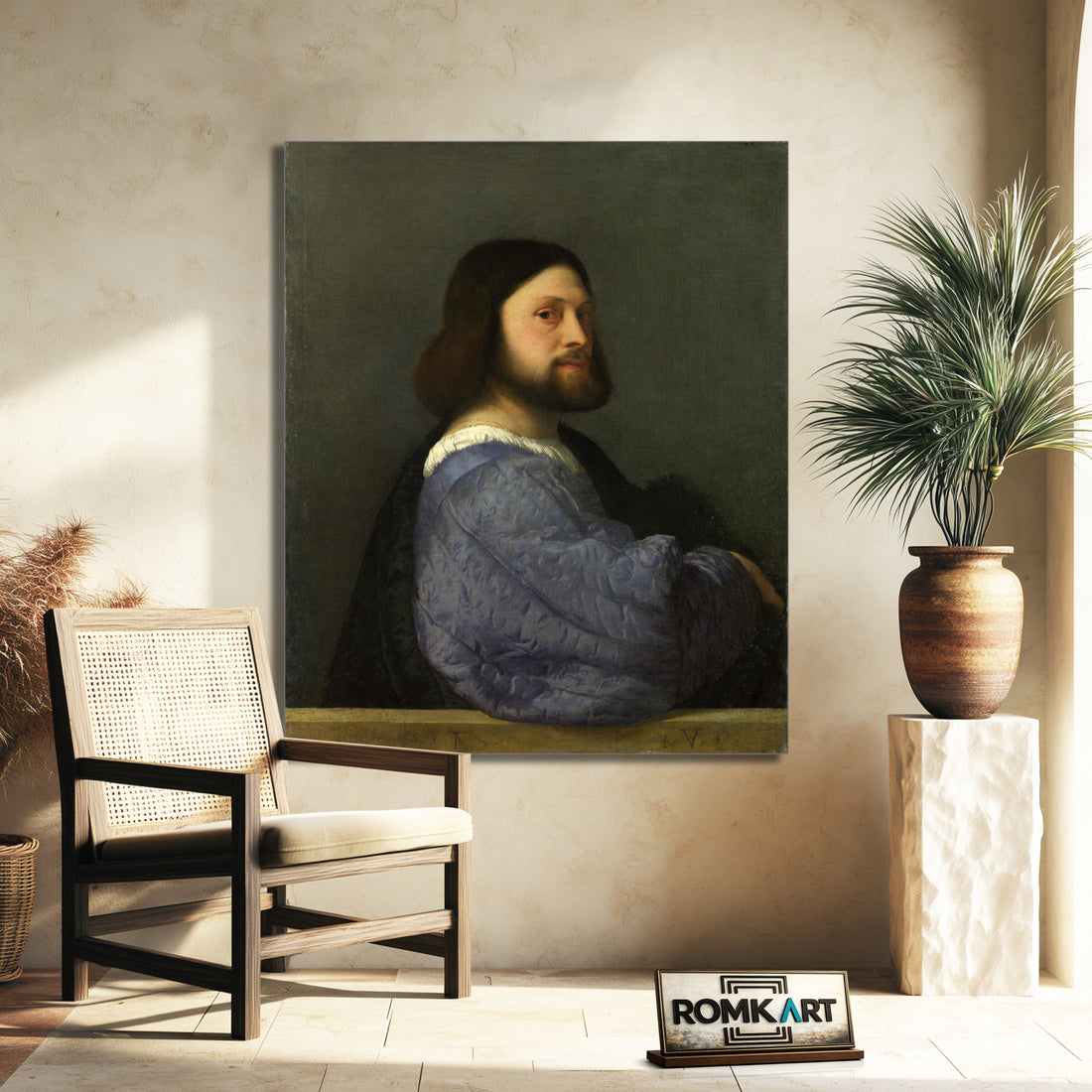 Titian A Man With A Quilted Sleeve Ariosto 1510 – Reproduction
