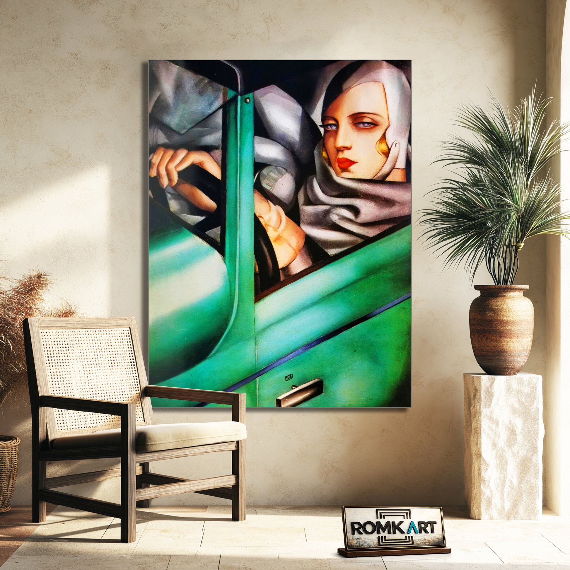 Tamara De Lempicka In A Green Bugatti 1929 – Reproduction