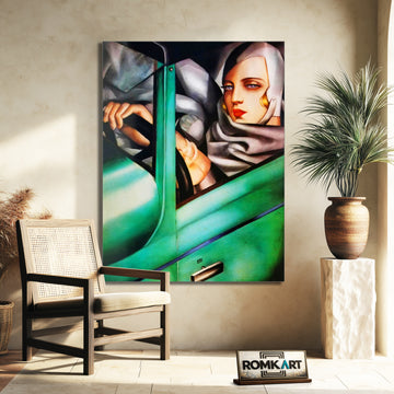 Tamara De Lempicka In A Green Bugatti 1929 – Reproduction