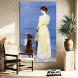 Peder Severin Kroyer Summer Evening At Skagen The Artist Wife And Dog By The Shore 1892 – Reproduction