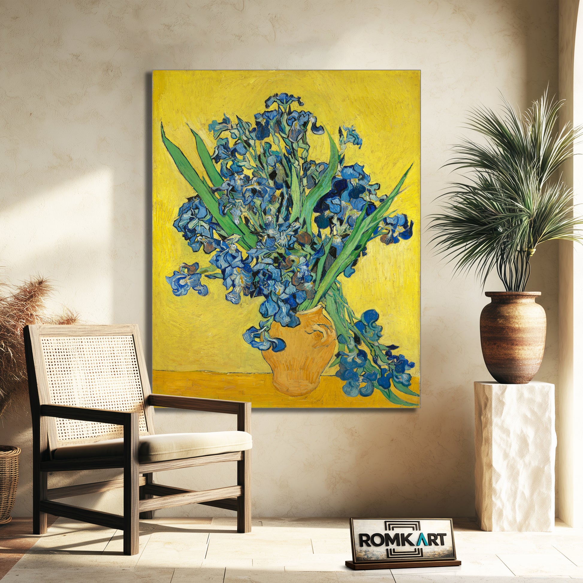 Vincent Van Gogh Vase With Irises Against A Yellow Background 1890 – Reproduction