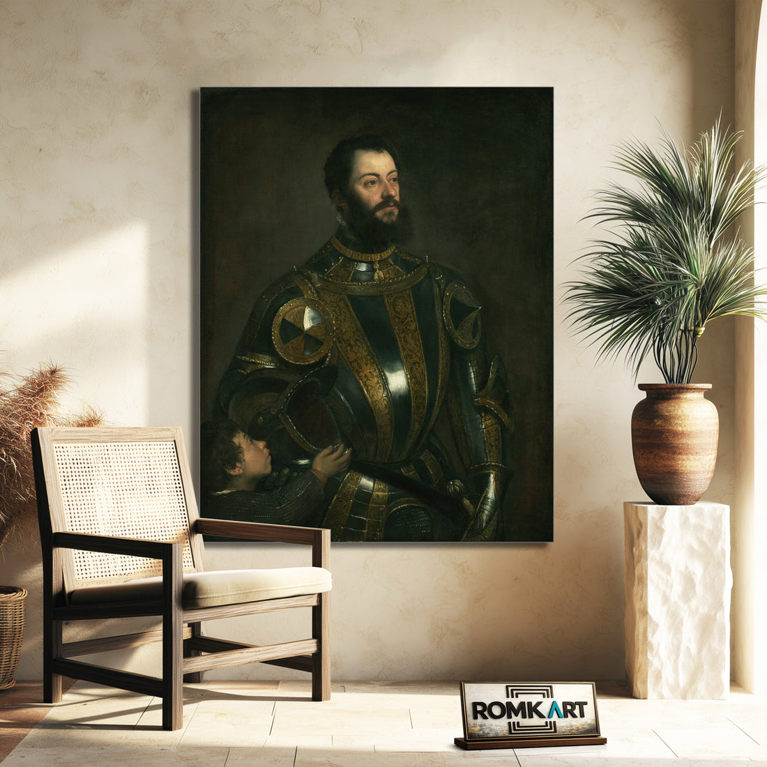 Titian Portrait Of Alfonso Davalos Marchese Del Vasto In Armor With A Page – Reproduction