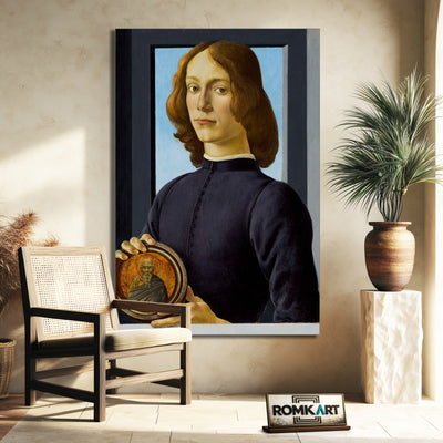 Sandro Botticelli Portrait Of A Young Man Holding A Roundel 1480 – Reproduction