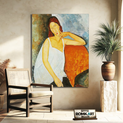 Amedeo Modigliani Portrait Of Jeanne Hebuterne Sitting 1918 – Reproduction