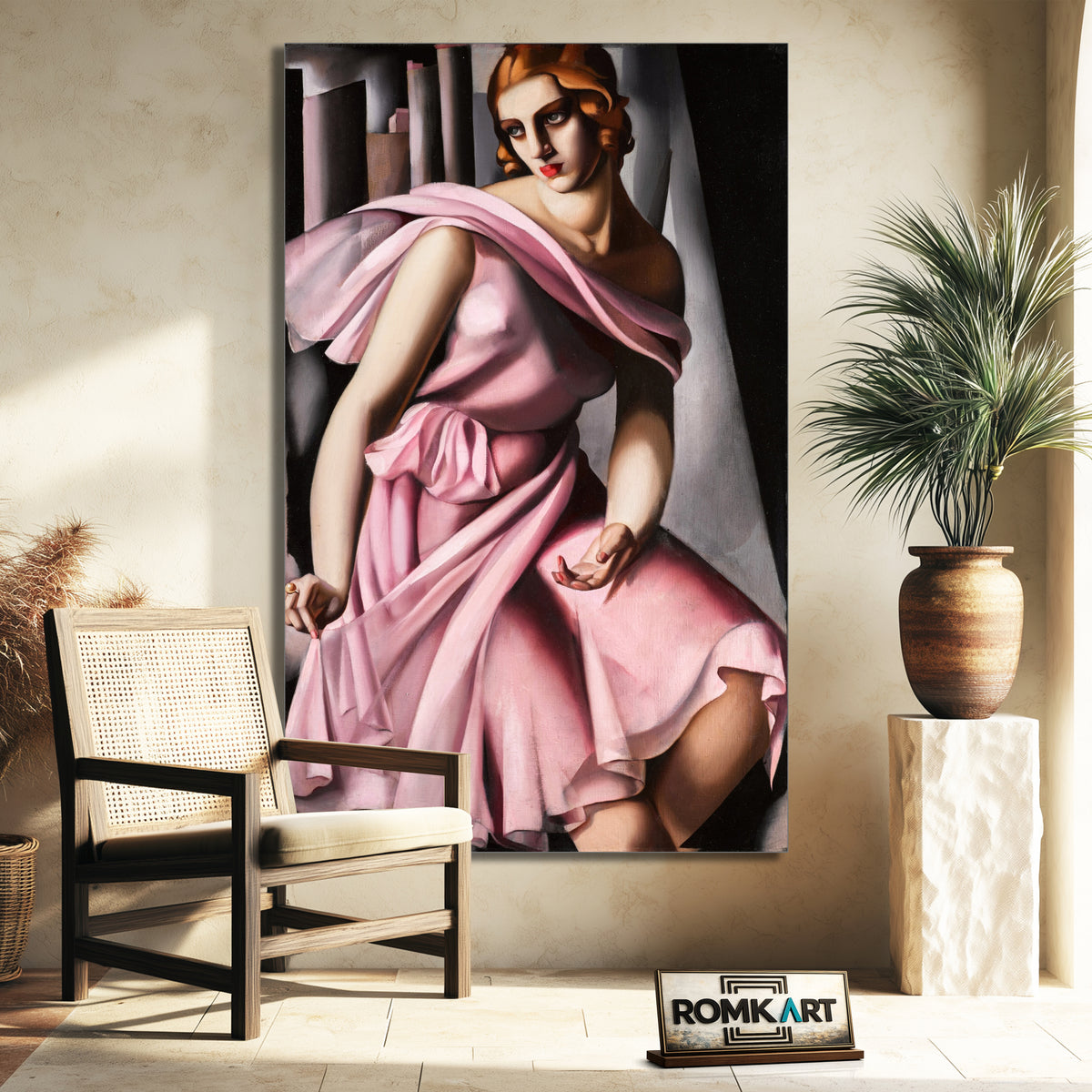 Tamara De Lempicka Portrait De Romana De La Salle Pink Lady – Reproduction