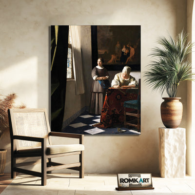 Johannes Vermeer Woman Writing A Letter With Her Maid – Reproduction