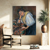 Paul Cezanne Young Italian Woman At A Table – Reproduction