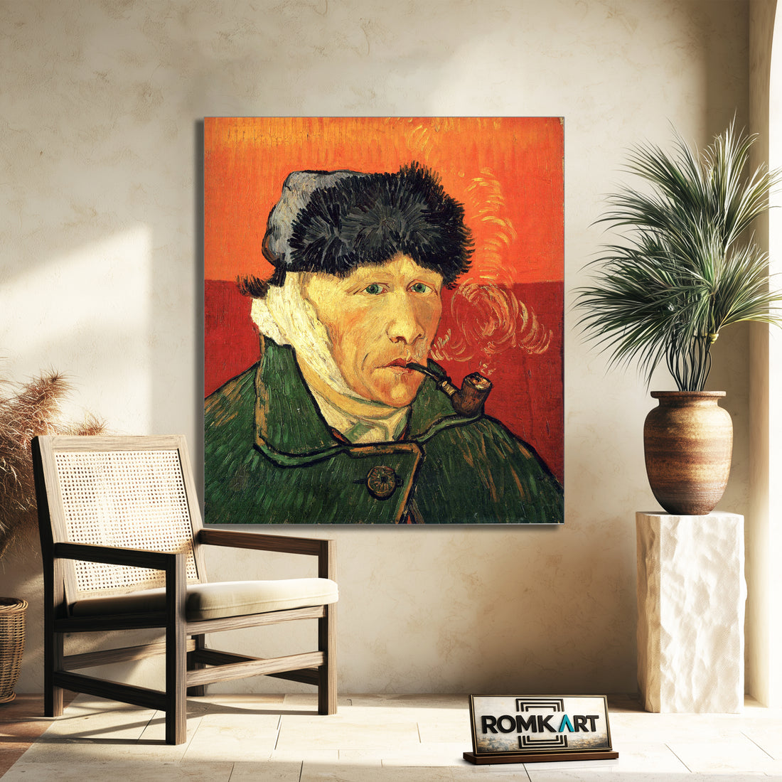 Vincent Van Gogh Self-portrait With Bandaged Ear And Pipe 1889 – Reproduction