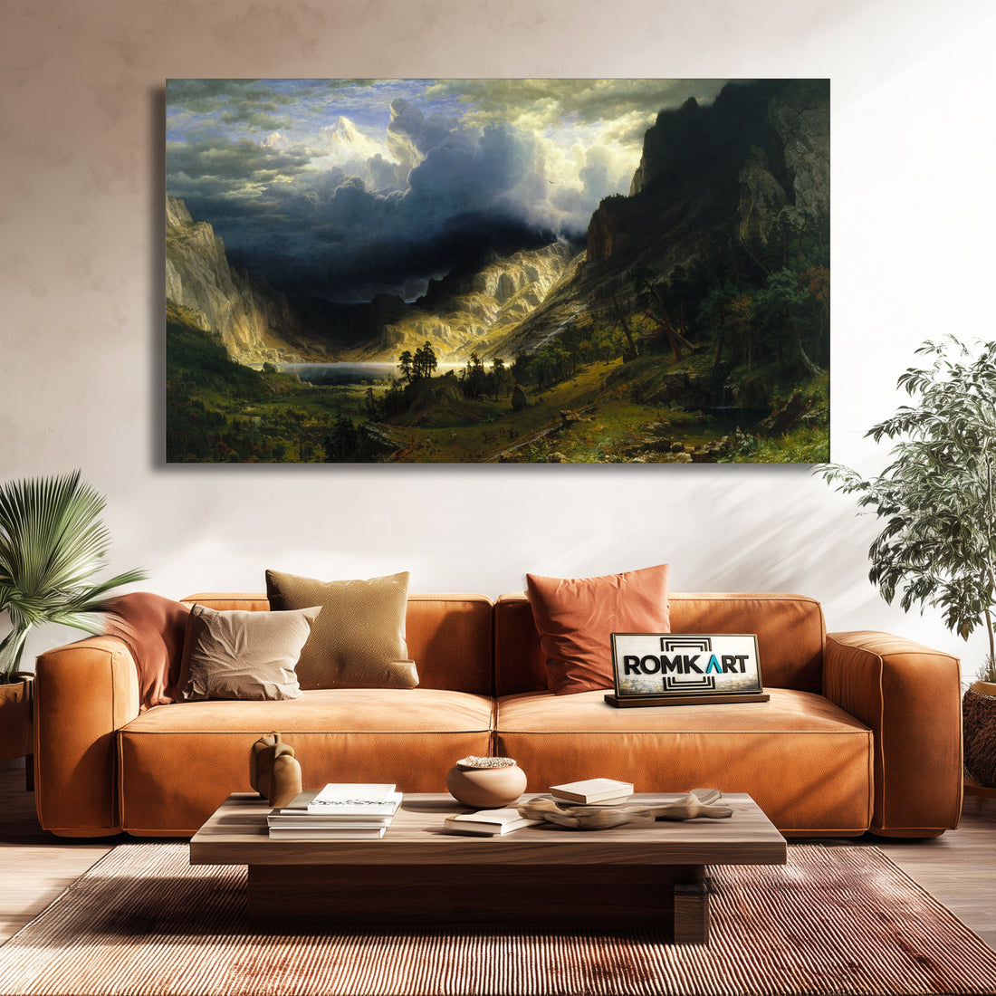 Albert Bierstadt A Storm In The Rocky Mountains 1866 - Reproduction by RomKart - Hand-Painted Oil Painting