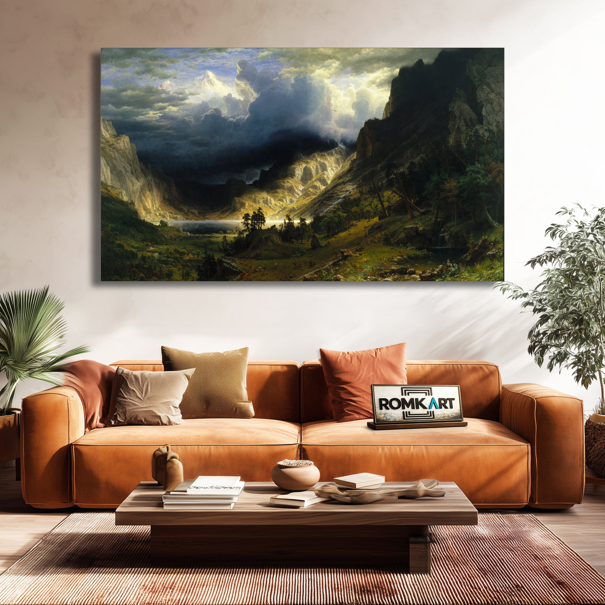 Albert Bierstadt A Storm In The Rocky Mountains 1866 - Reproduction by RomKart - Hand-Painted Oil Painting