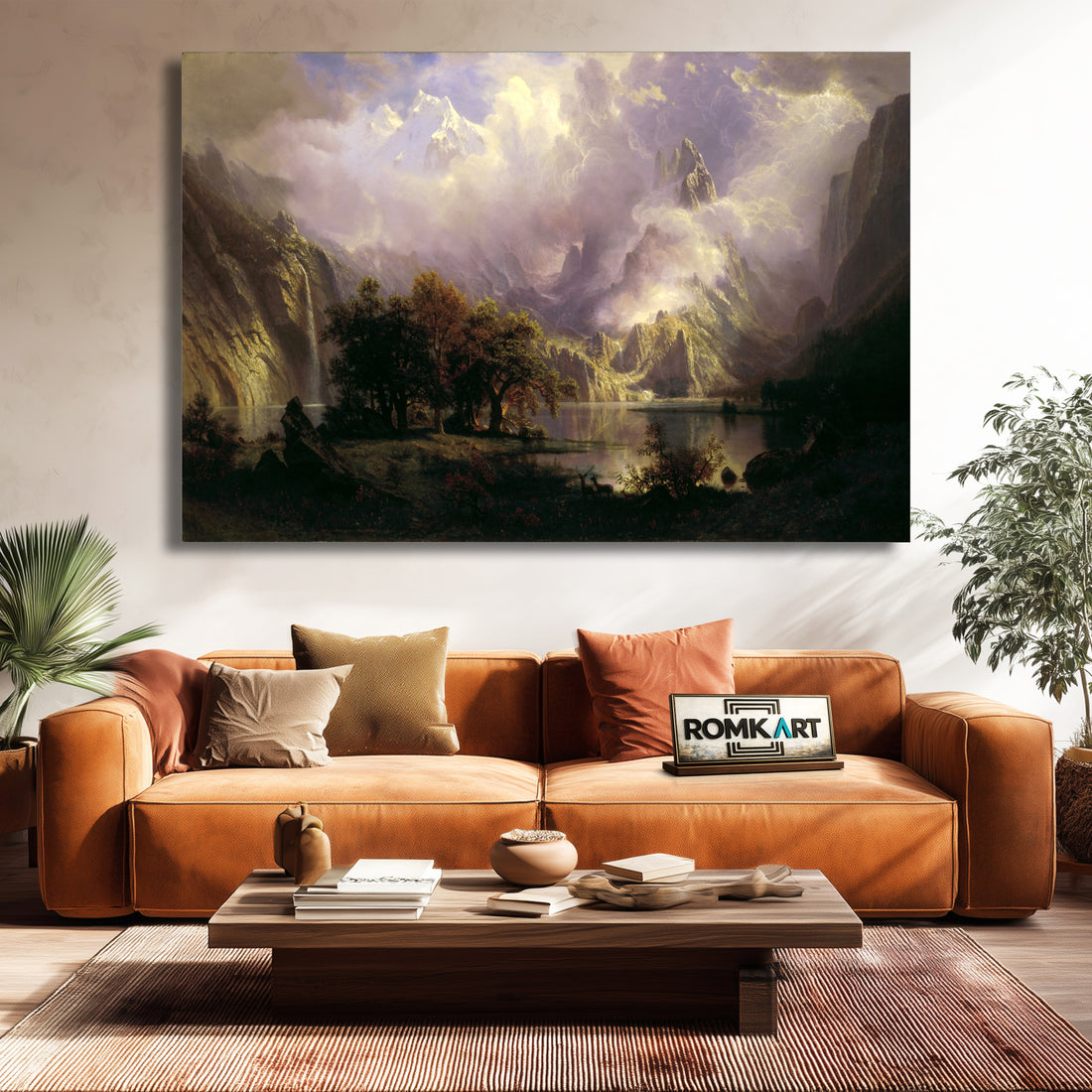 Albert Bierstadt Rocky Mountain Landscape 1870 - Reproduction by RomKart - Hand-Painted Oil Painting