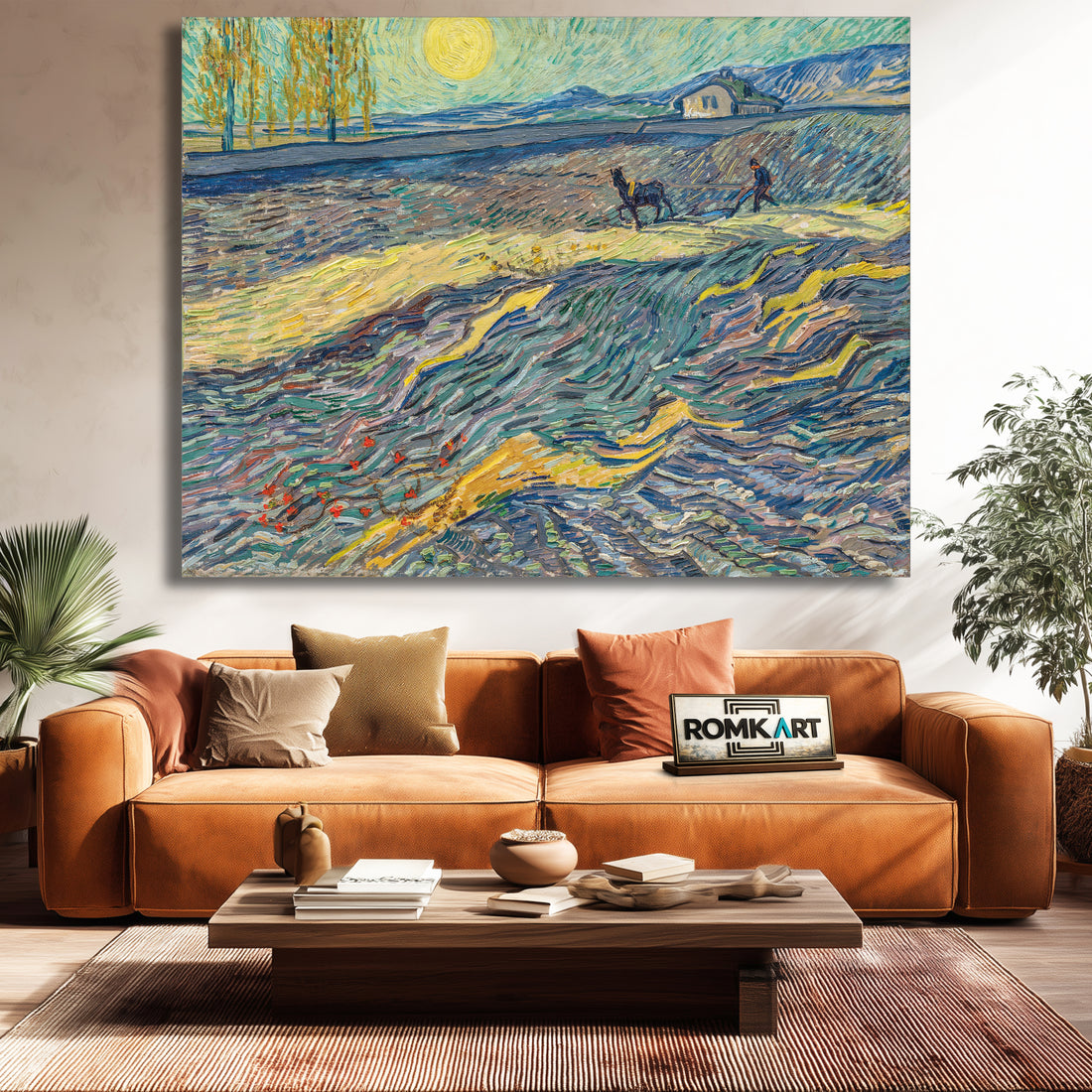 Vincent Van Gogh Field With Plowing Farmers 1889 – Reproduction