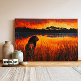African Lion Wildlife Oil Painting