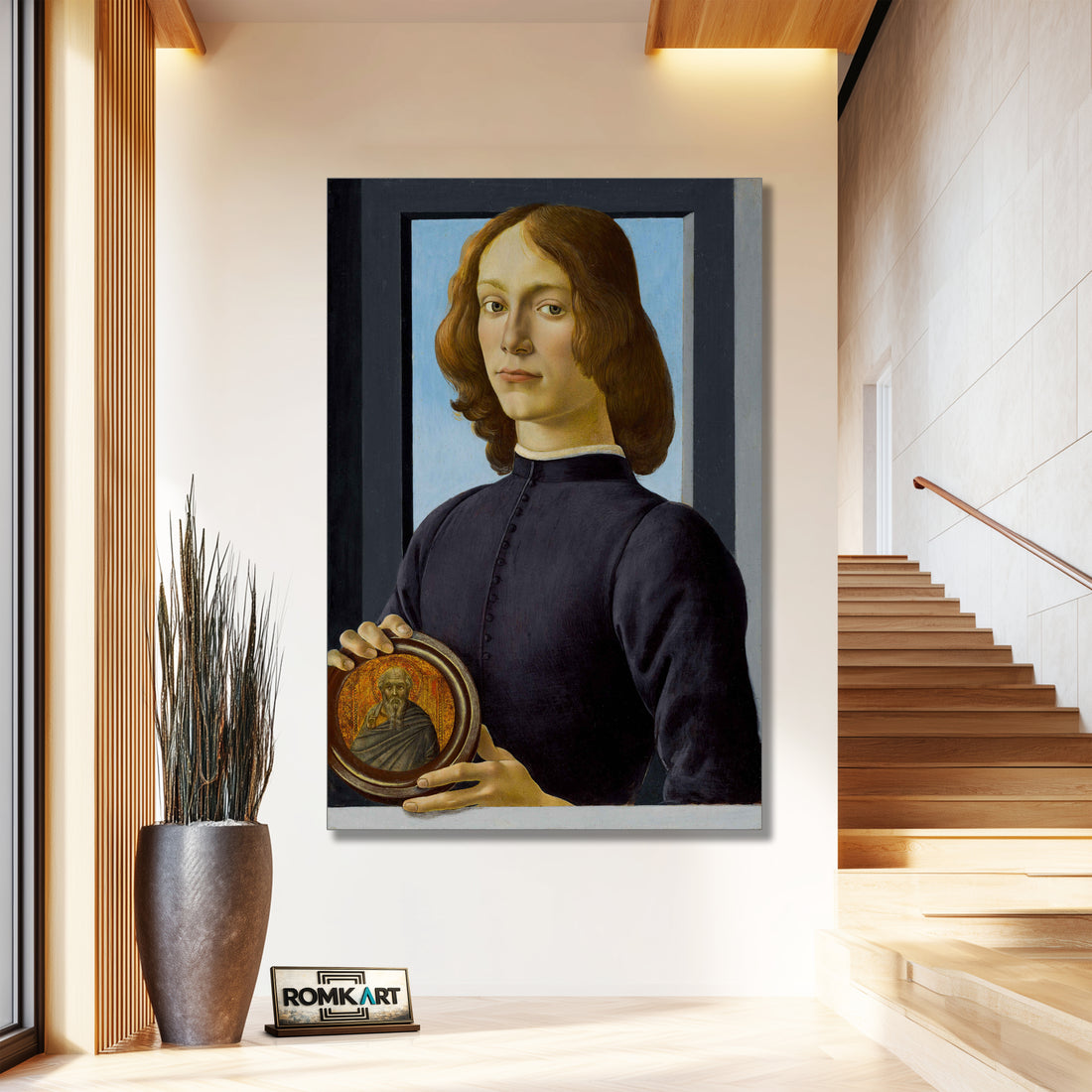 Sandro Botticelli Portrait Of A Young Man Holding A Roundel 1480 – Reproduction