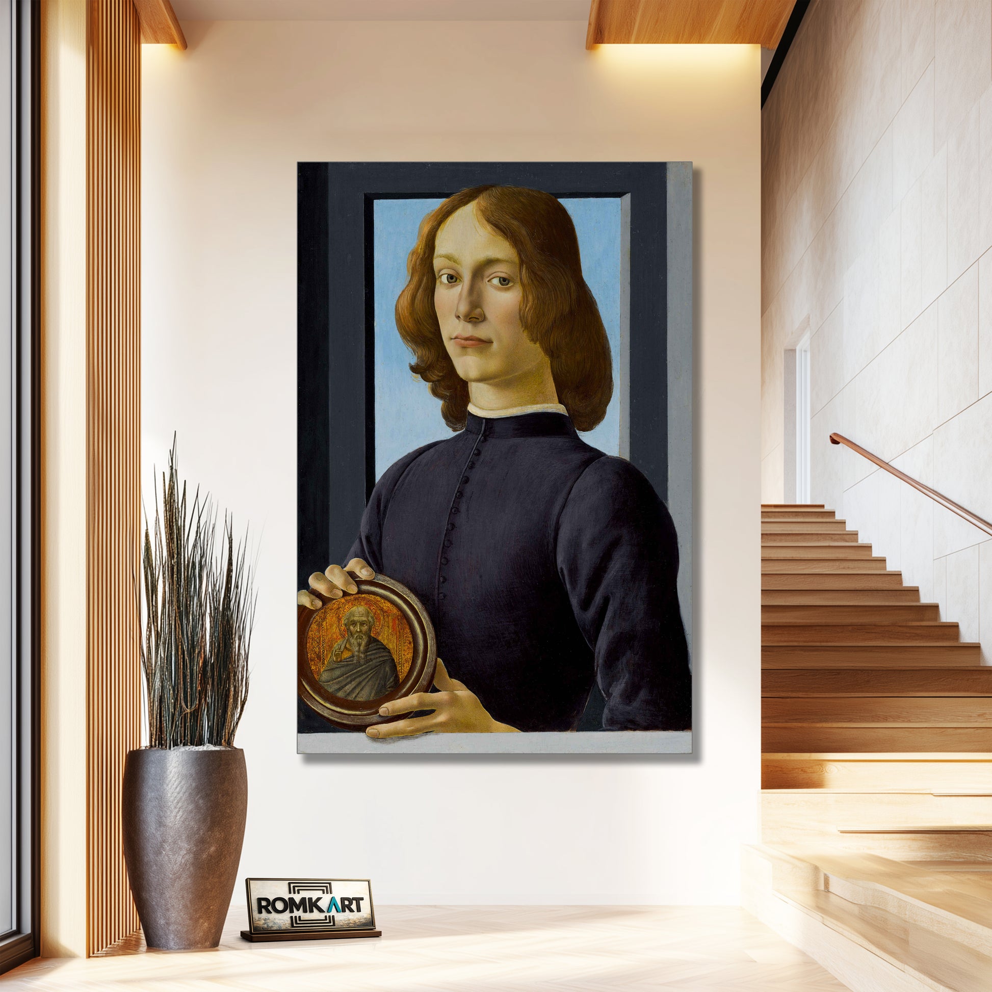 Sandro Botticelli Portrait Of A Young Man Holding A Roundel 1480 – Reproduction