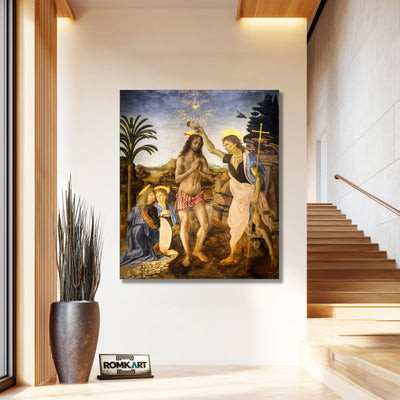 Leonardo Da Vinci The Baptism Of Christ 1470 – Reproduction