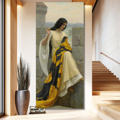 Edmund Leighton Stitching The Standard 1911 – Reproduction