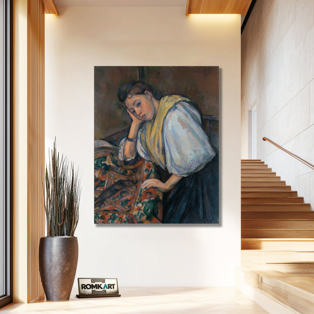 Paul Cezanne Young Italian Woman At A Table – Reproduction