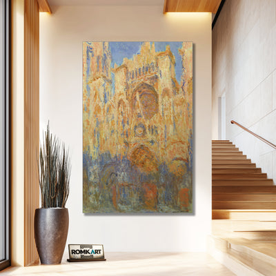 Claude Monet Rouen Cathedral Facade Sunset Harmony In Gold And Blue 1892-1894 – Reproduction