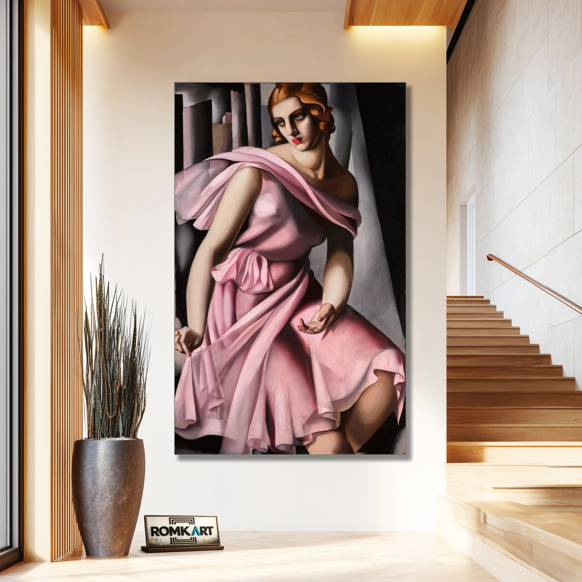 Tamara De Lempicka Portrait De Romana De La Salle Pink Lady – Reproduction