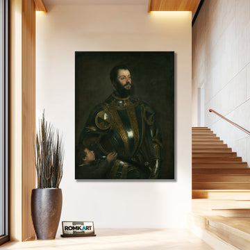 Titian Portrait Of Alfonso Davalos Marchese Del Vasto In Armor With A Page – Reproduction