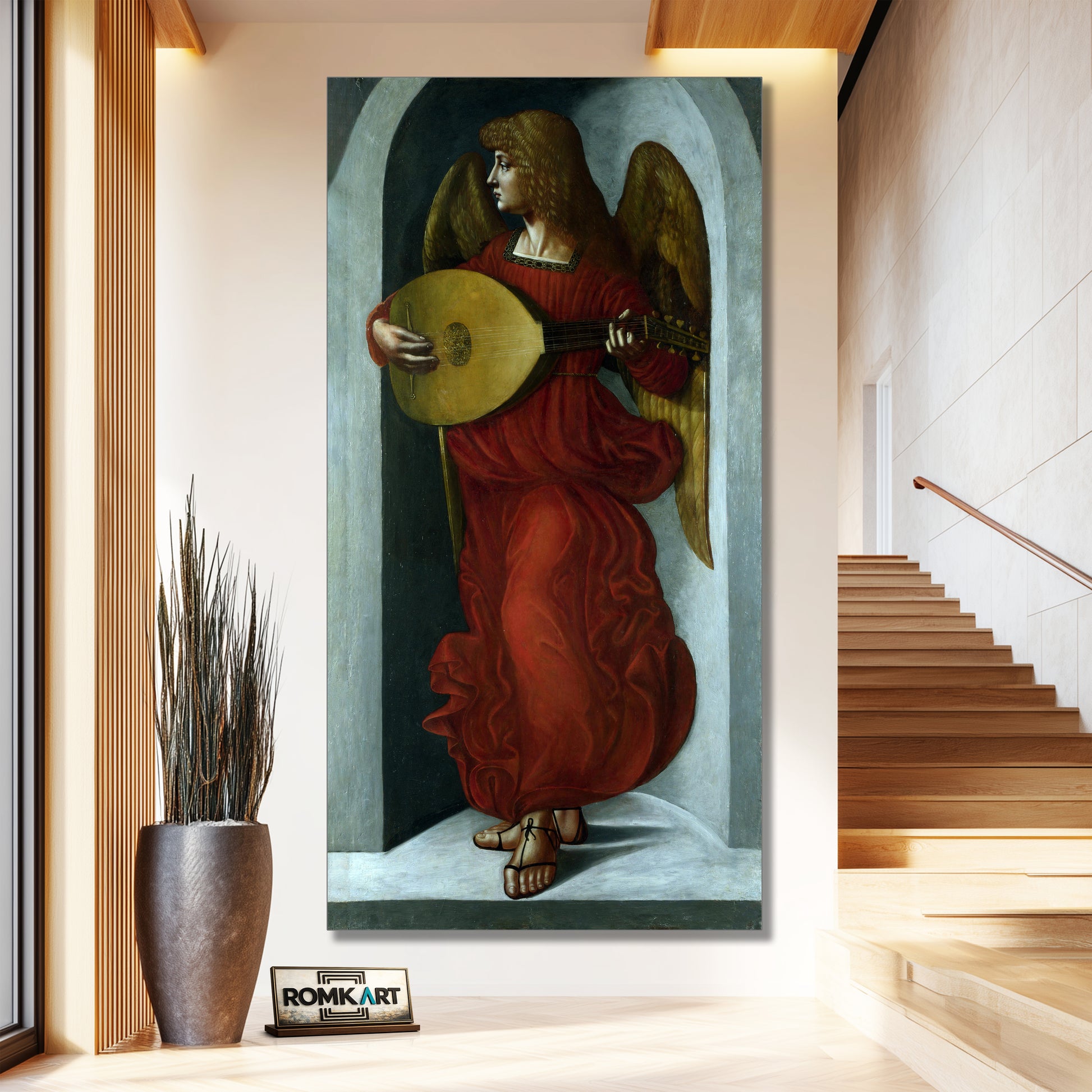Giovanni Ambrogio De Predis An Angel In Red With A Lute – Reproduction