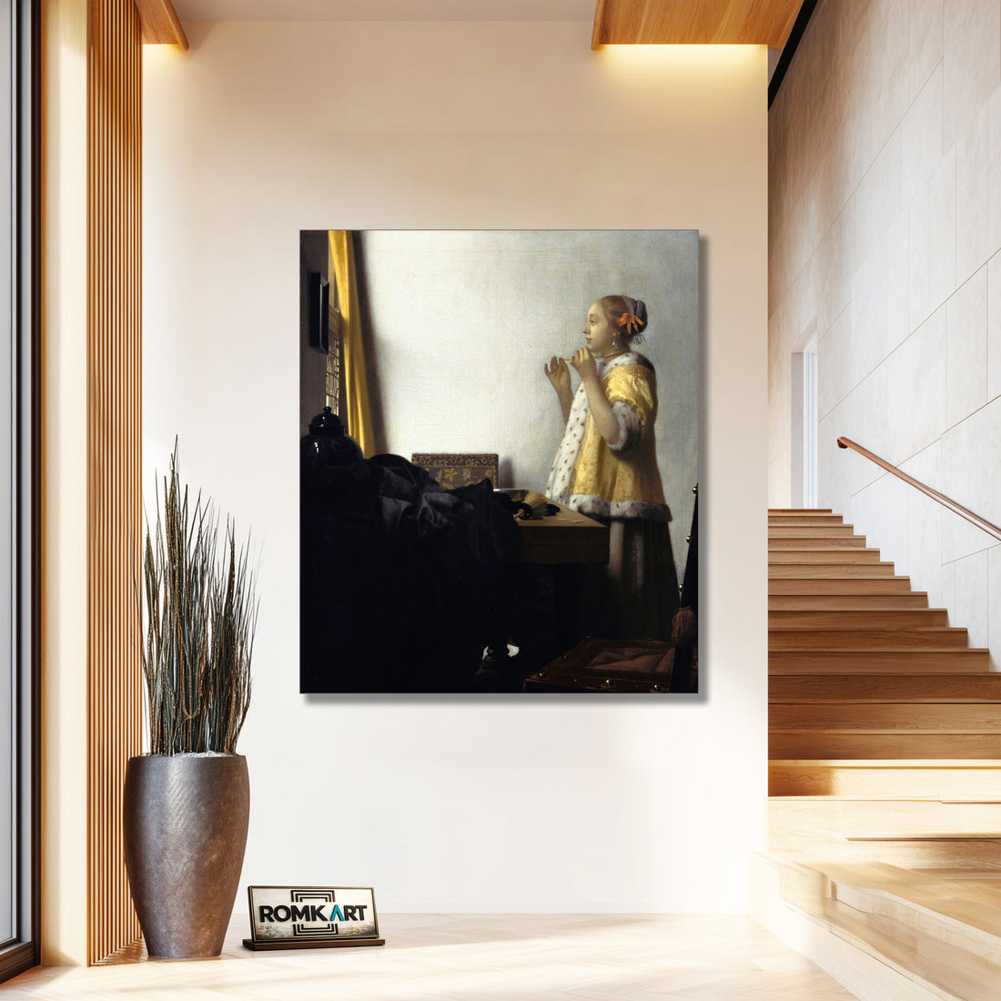 Johannes Vermeer Young Woman With A Pearl Necklace 1665 – Reproduction