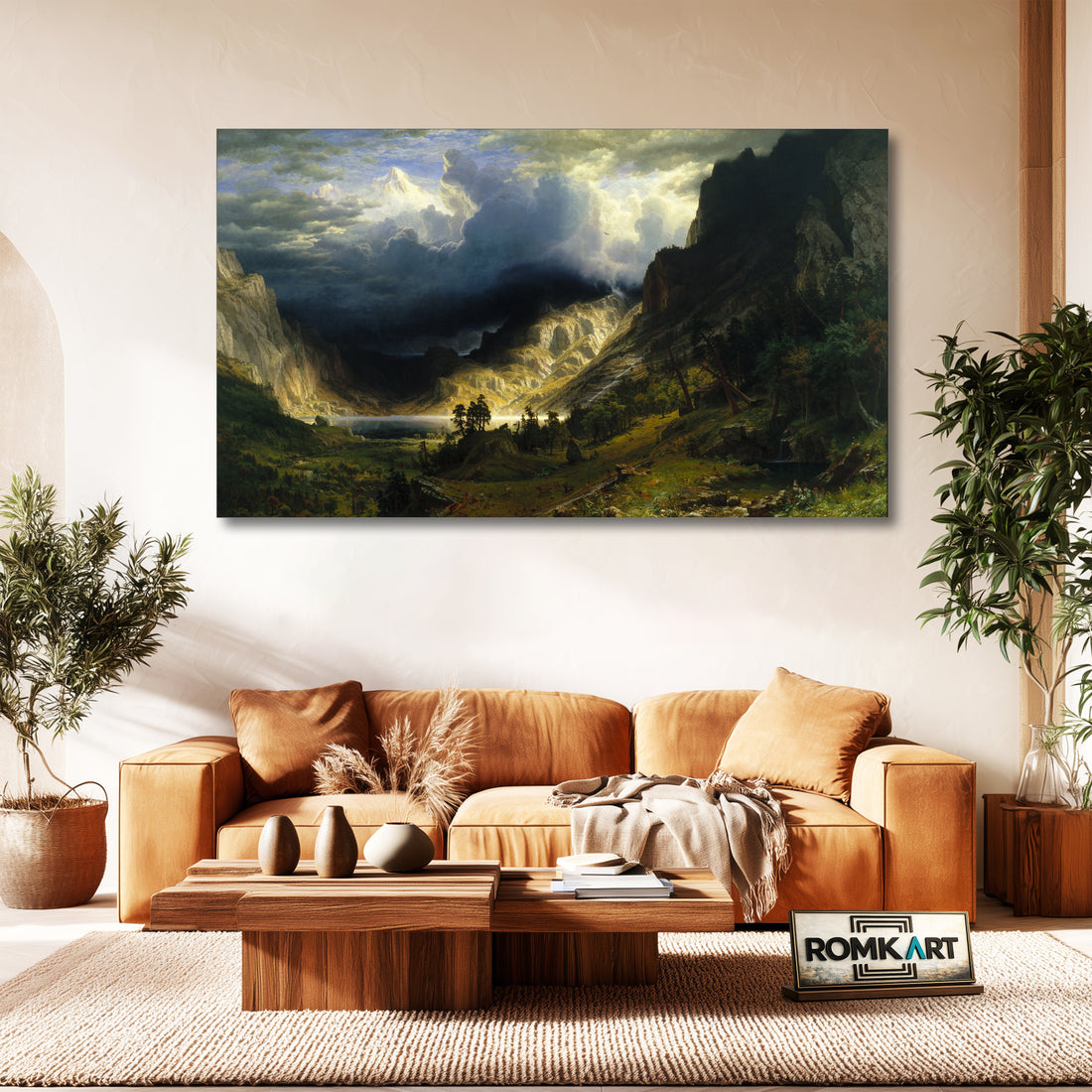 Albert Bierstadt A Storm In The Rocky Mountains 1866 - Reproduction by RomKart - Hand-Painted Oil Painting