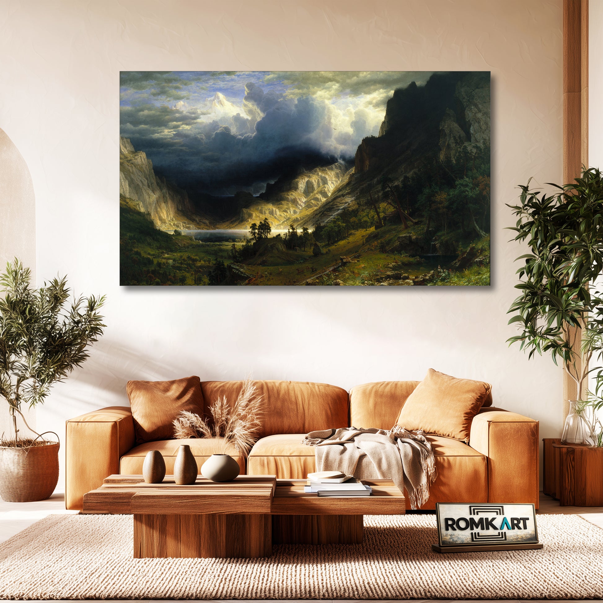 Albert Bierstadt A Storm In The Rocky Mountains 1866 - Reproduction by RomKart - Hand-Painted Oil Painting