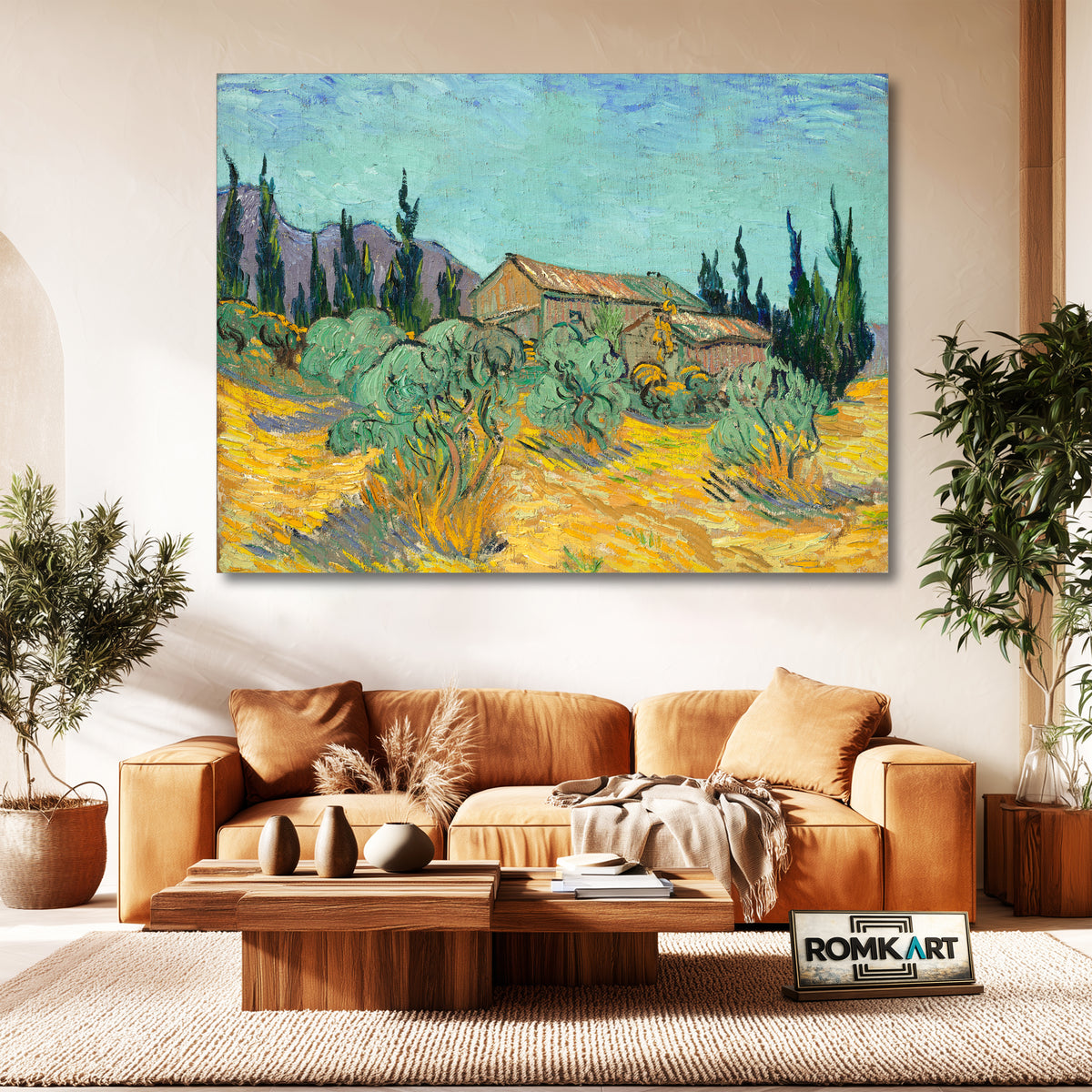Vincent Van Gogh Wooden Sheds Huts Surrounded By Olive Trees And Cypresses 1889 – Reproduction